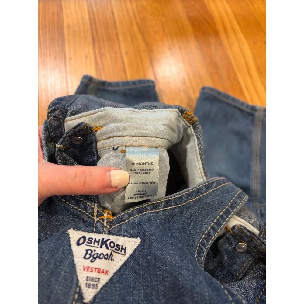OshKosh Bgosh Toddler Boys Denim Vestbak Carpenter Overalls Blue 18 Months